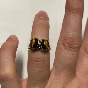 Sterling Silver double tigers eye ring